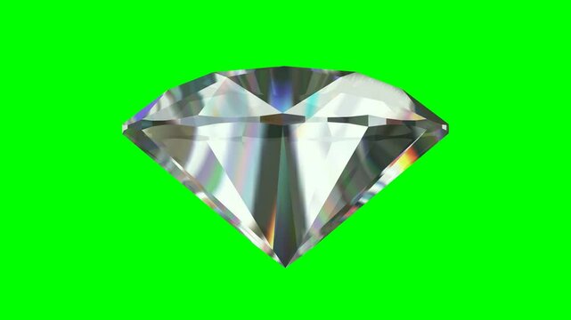 White diamond rotating on green screen background,jewelry are lovely present for valentine day.