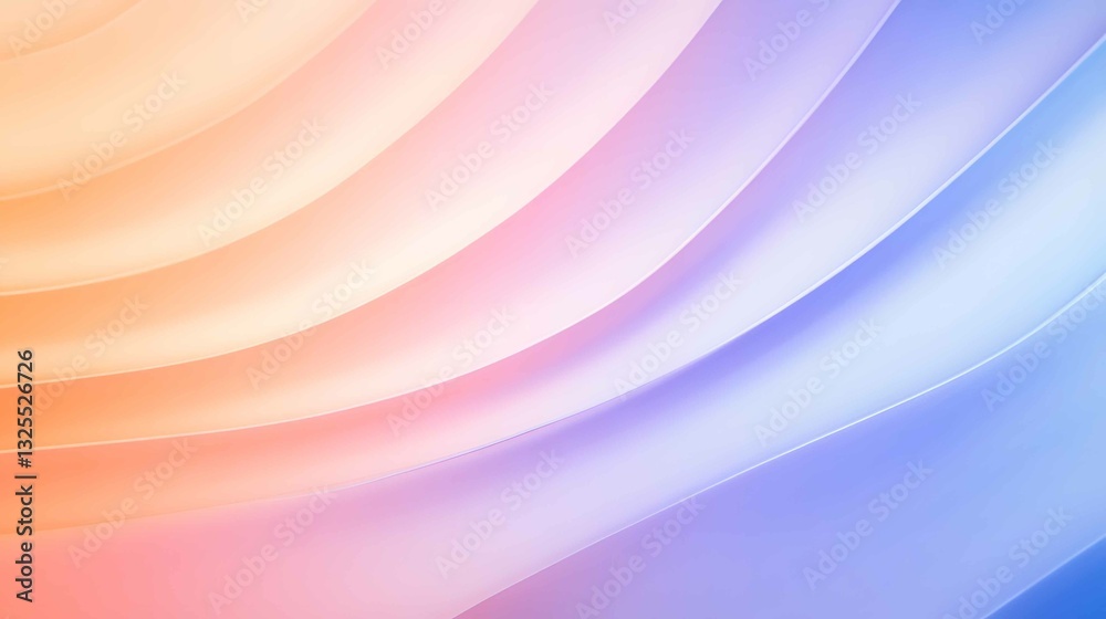 Poster Soft wave patterns create a serene abstract background with pastel colors blending seamlessly together across the canvas