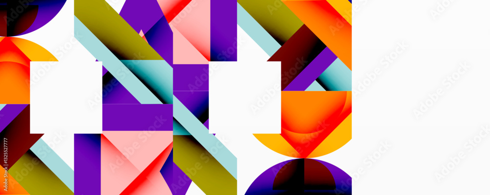 Aufkleber Abstract geometric composition with interlocking circular and angular shapes, featuring smooth gradients and sharp contrasts on a white background