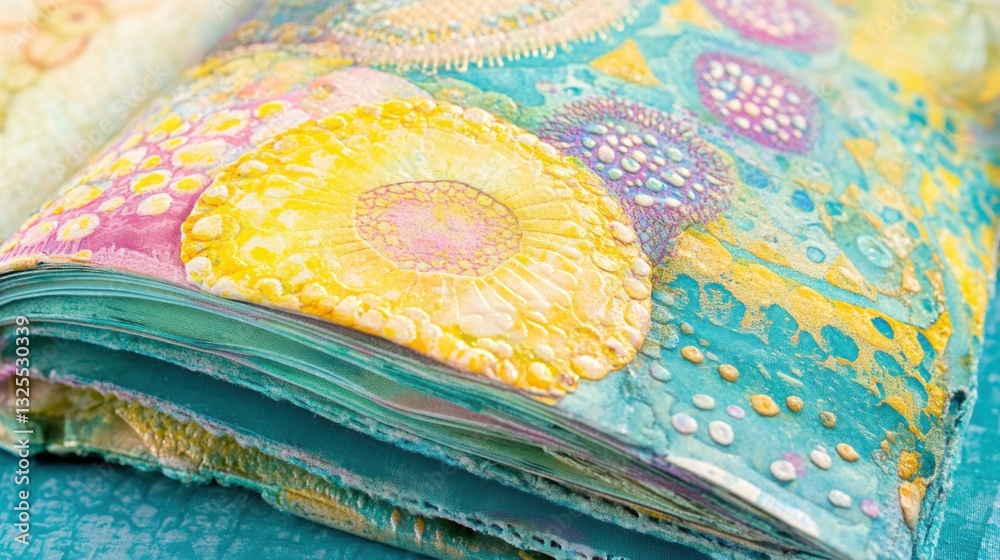 Wall mural handcrafted journal with intricate patterns and details