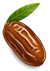 Obraz premium Delicious Date Fruit with Green Leaf on White Background Illustration