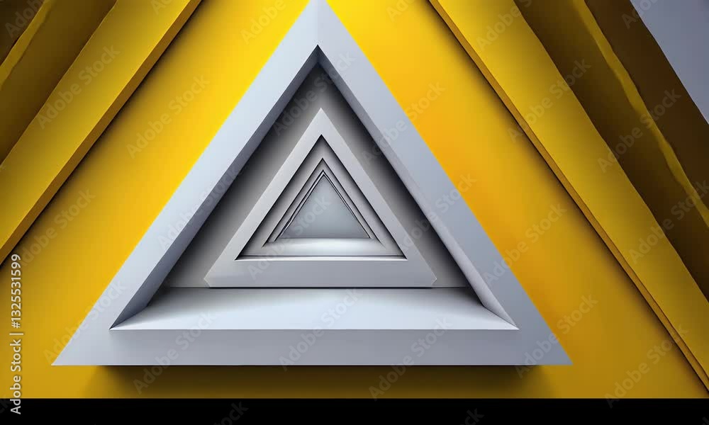 Poster Geometric Triangles Pattern on Yellow Background