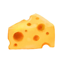 Realistic Cheese Slice Digital Painting cartoon icon illustration