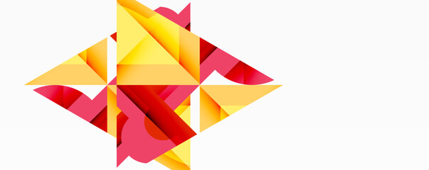 Circles, semi circles, squares and round triangles. Geometric mosaic style pattern abstract background for wallpaper, banner, backdrop, card, book Illustration, landing page