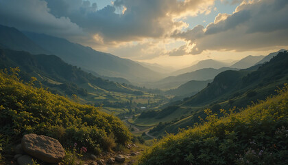 mountains in the morning