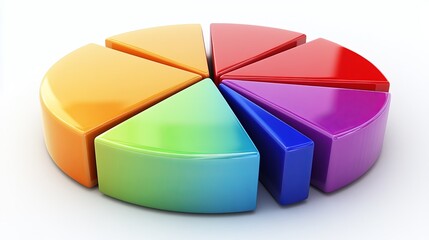 Colorful pie chart with various segments displayed on a white background showing data representation