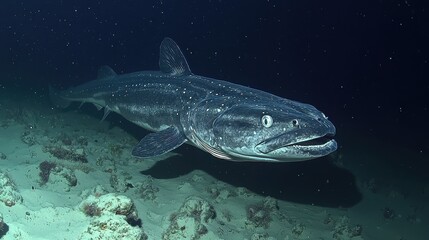 Fototapeta premium Coelacanth Ancient Fish Underwater Marine Life Deep Sea Creature Fossil Living Fossil Aquatic Animal