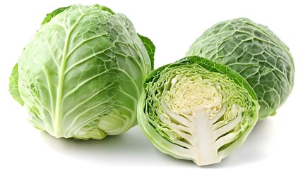Fototapeta premium Green cabbage vegetables isolated on white