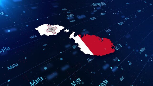 Malta Country Map And Name Displayed On A Modern Dark Background. Map Of Malta