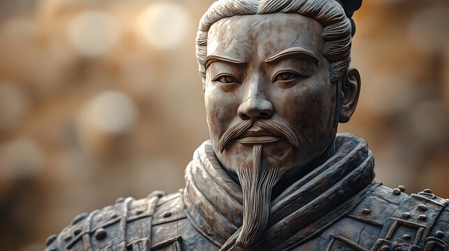 Terracotta warrior rendering depicting ancient Chinese craftsmanship from the Qin dynasty era