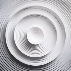 Obraz premium Concentric randomly offset white rings or circles steps fading out background wallpaper banner, close up flat lay top view from above. abstract modern minimal white background