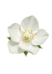Obraz premium Isolated White Jasmine Flower Illustration with Green Leaves Detail