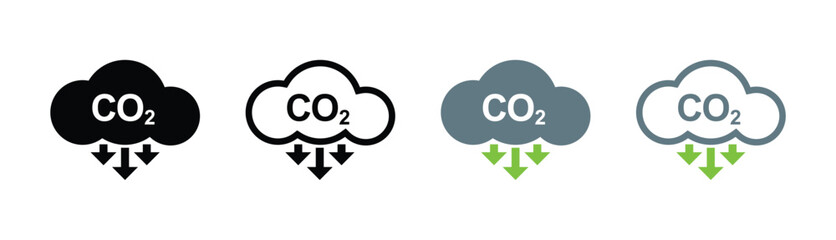 CO2 emission flat vector icons set