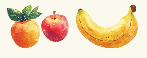 Brightly colored fruits apples oranges and bananas on a gentle background