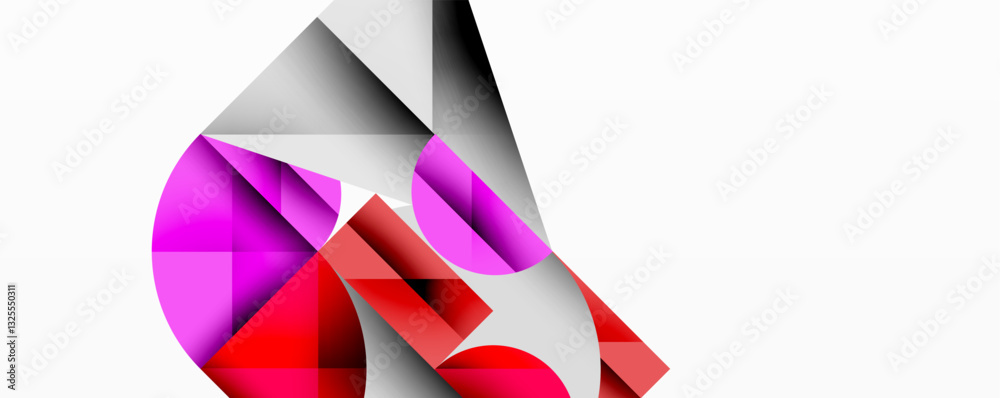 Poster Modern abstract composition with layered circles and angular segments featuring gradients, transparency effects, and a structured geometric layout