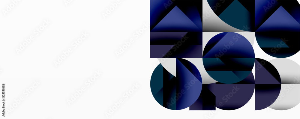 Aufkleber Modern abstract composition with layered circles and angular segments featuring gradients, transparency effects, and a structured geometric layout