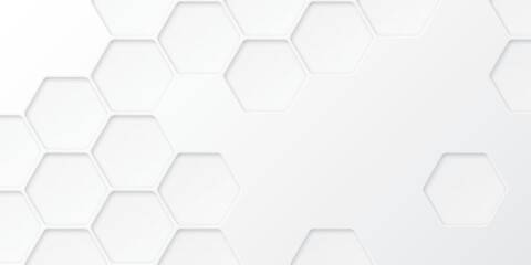 3D futuristic honeycomb random pattern paper cut style on white background graphic illustration have blank space. Rounded hexagon pattern background.