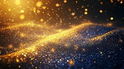Naklejka premium Abstract gold and blue glitter texture background.