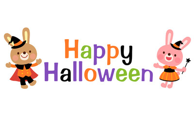 かわいいウサギ　ハロウィン　ロゴ