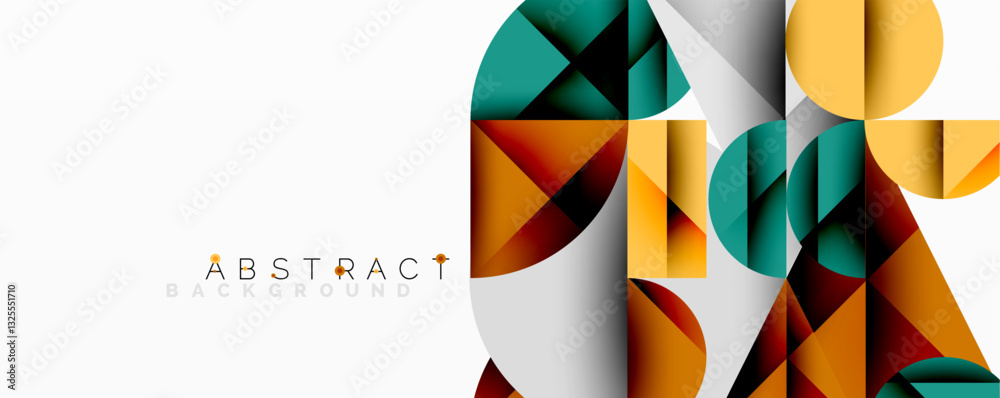 Aufkleber Modern abstract composition with layered circles and angular segments featuring gradients, transparency effects, and a structured geometric layout