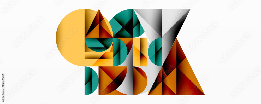 Aufkleber Modern abstract composition with layered circles and angular segments featuring gradients, transparency effects, and a structured geometric layout