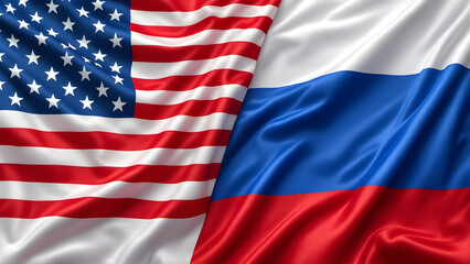Obraz premium United States and Russia Flags in Close-Up - Symbolizing International Relations and Geopolitical Tensions