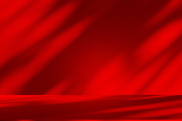 Wall interior background, studio and backdrops show products.with shadow from window color Red background for text insertion and presentation product	
