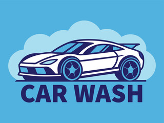 Car Wash Logo Modern Sports Car Cleaning Service Design