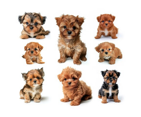 Obraz premium a variety of cute puppies face realisitic photo, on a white background