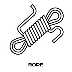 Durable Rope - Multipurpose Utility Cord editable stroke outline icon isolated on white background flat vector illustration, black outline, Pixel perfect