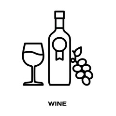 Wine and Grapes editable stroke outline icon isolated on white background flat vector illustration, black outline, Pixel perfect
