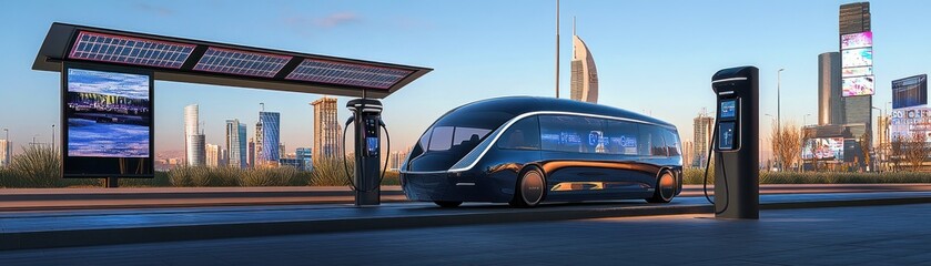 Electric bus charging station in urban setting