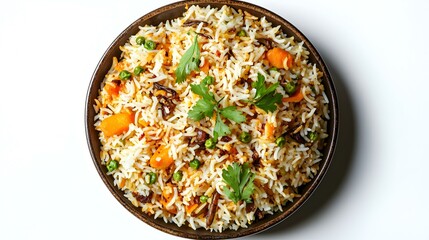 Biryani top view isolated on transparent