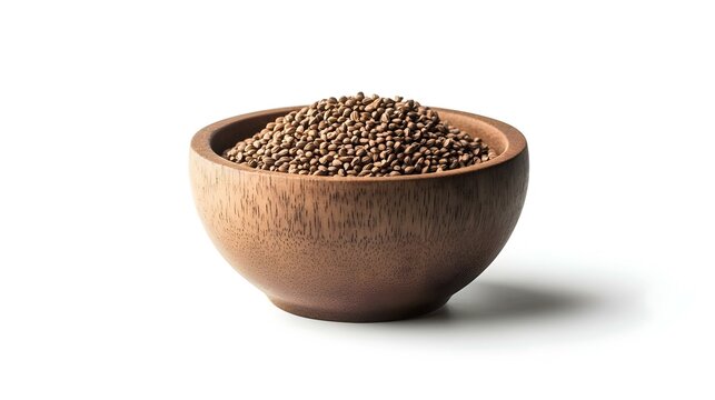 Bowl of cumin seeds isolated on white