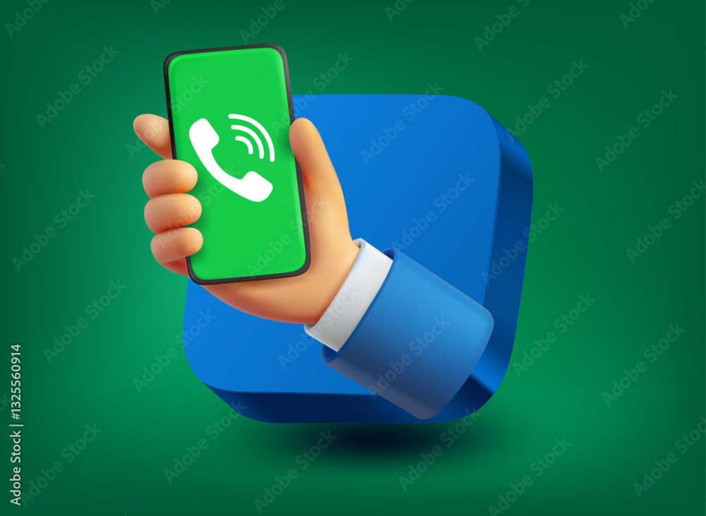 Poster Incoming call concept. Vector 3d application icon