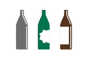 Vintage beer and limonade bottles isolated on white background. Vector clipart