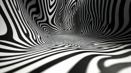 Hypnotic black and white optical illusion with mesmerizing waves and curves
