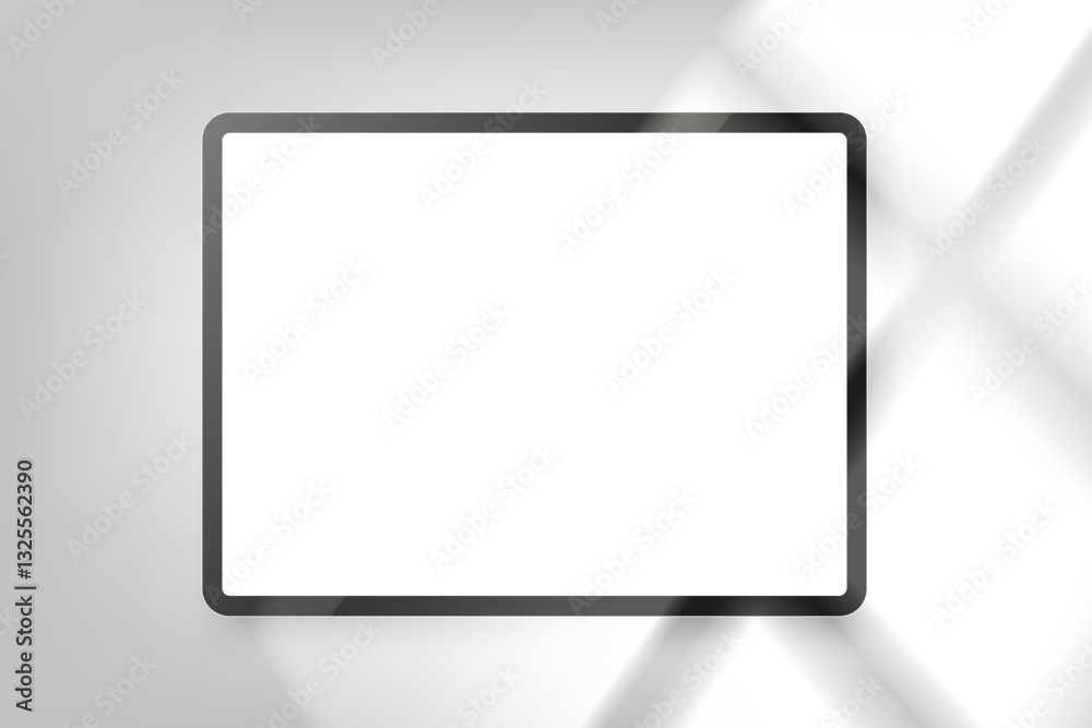 Aufkleber Modern tablet computer on bright background with window light. 3d vector mockup