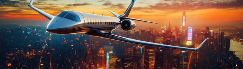 Jet soars over the city