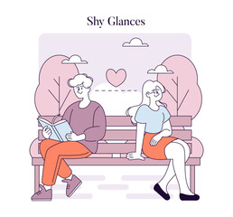 First Love. Flat Vector Illustration