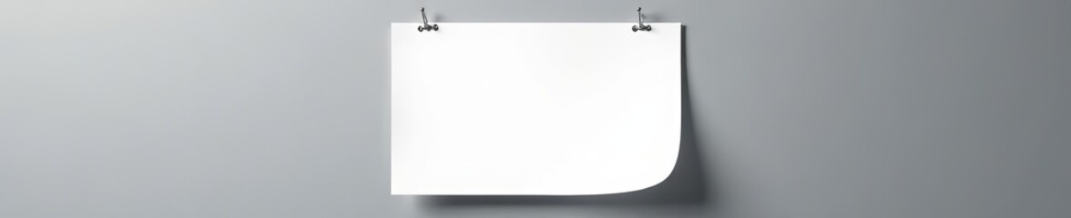 Obraz premium Blank white paper pinned on a textured gray wall with copy space, workplace, inspiration