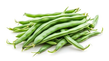 Fresh Green Beans on White Background
