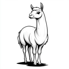 Fototapeta premium Stylized illustration of a white llama with a confident stance.