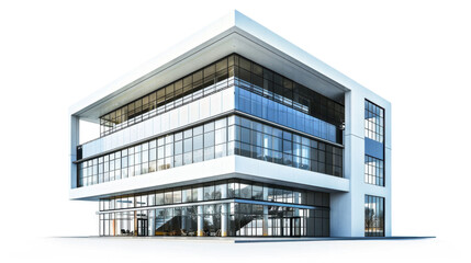 Modern office building with transparent background representing business and corporate architecture
