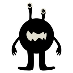 Silhouette of Halloween Monster. Isolated on White Background. Vector Illustration