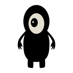 Silhouette of Halloween Monster. Isolated on White Background. Vector Illustration