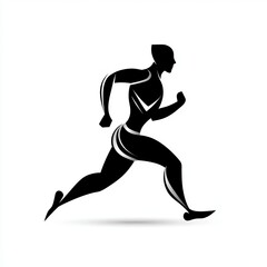 Fototapeta premium Dynamic silhouette of a male runner in motion, showcasing athleticism and strength.