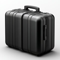 Sleek black hard-shell suitcase with a sturdy handle, ideal for modern travel.