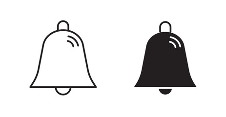 Bell filled and outlined icons vectors on white background