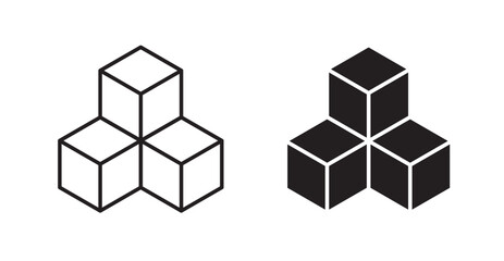 Boxes filled and outlined icons vectors on white background